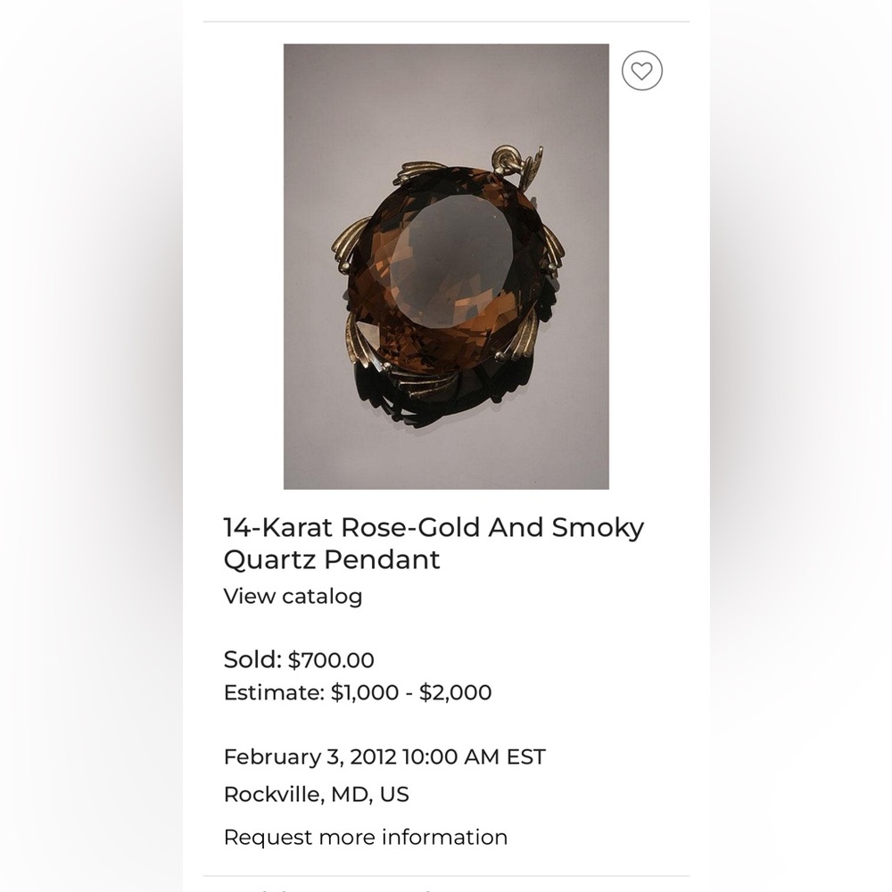 14k Rose Gold and Smoky Quartz Pendant